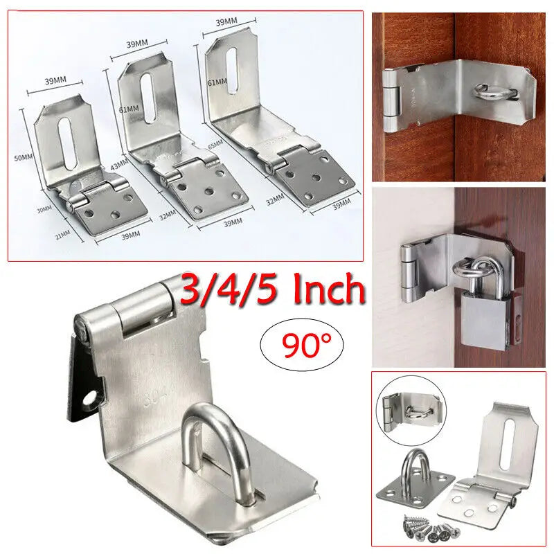 90 Degrees Door Lock Buckle Hasp Staple Gate Shed Latch Plate Clasp