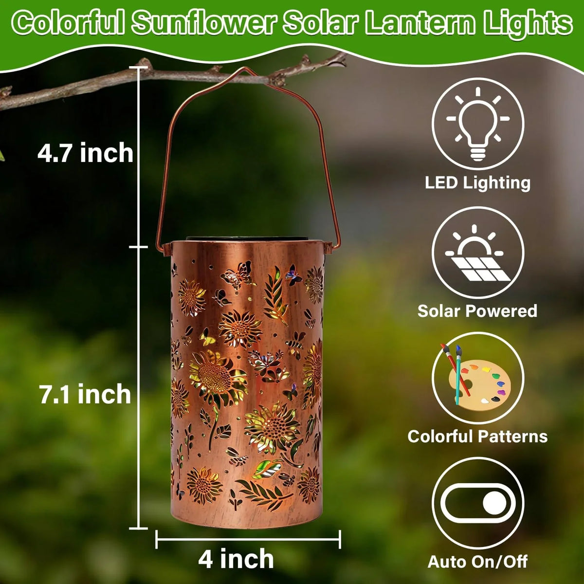 Solar Hanging Garden Light – Hollow Iron Art LED Projection Lamp