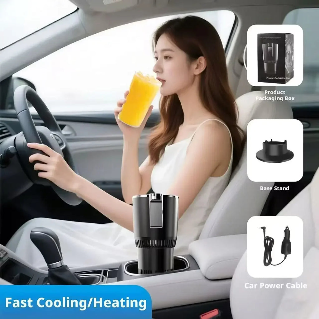 12V Car Cup Warmer & Cooler | One-Touch Smart Drink Holder