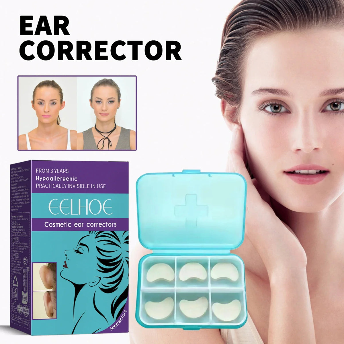 Invisible Ear Correction Tape – Waterproof Cosmetic Patches 6pc