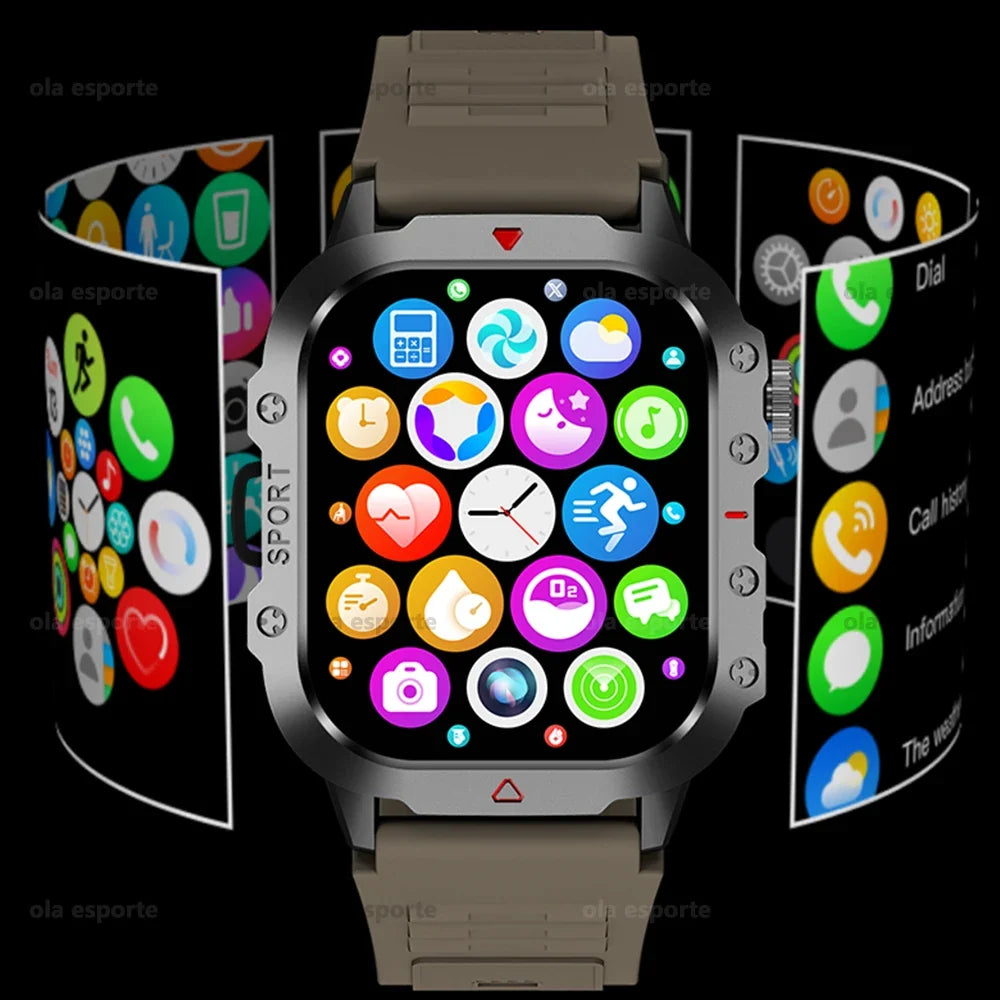 2026 Military Men's Smart Watch Outdoor Sports Health Monitor LED