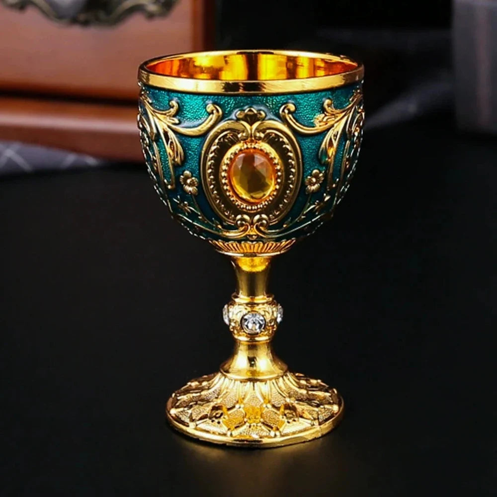 Embossed Metal Chalice Goblet | Vintage Wine & Liqueur Cup