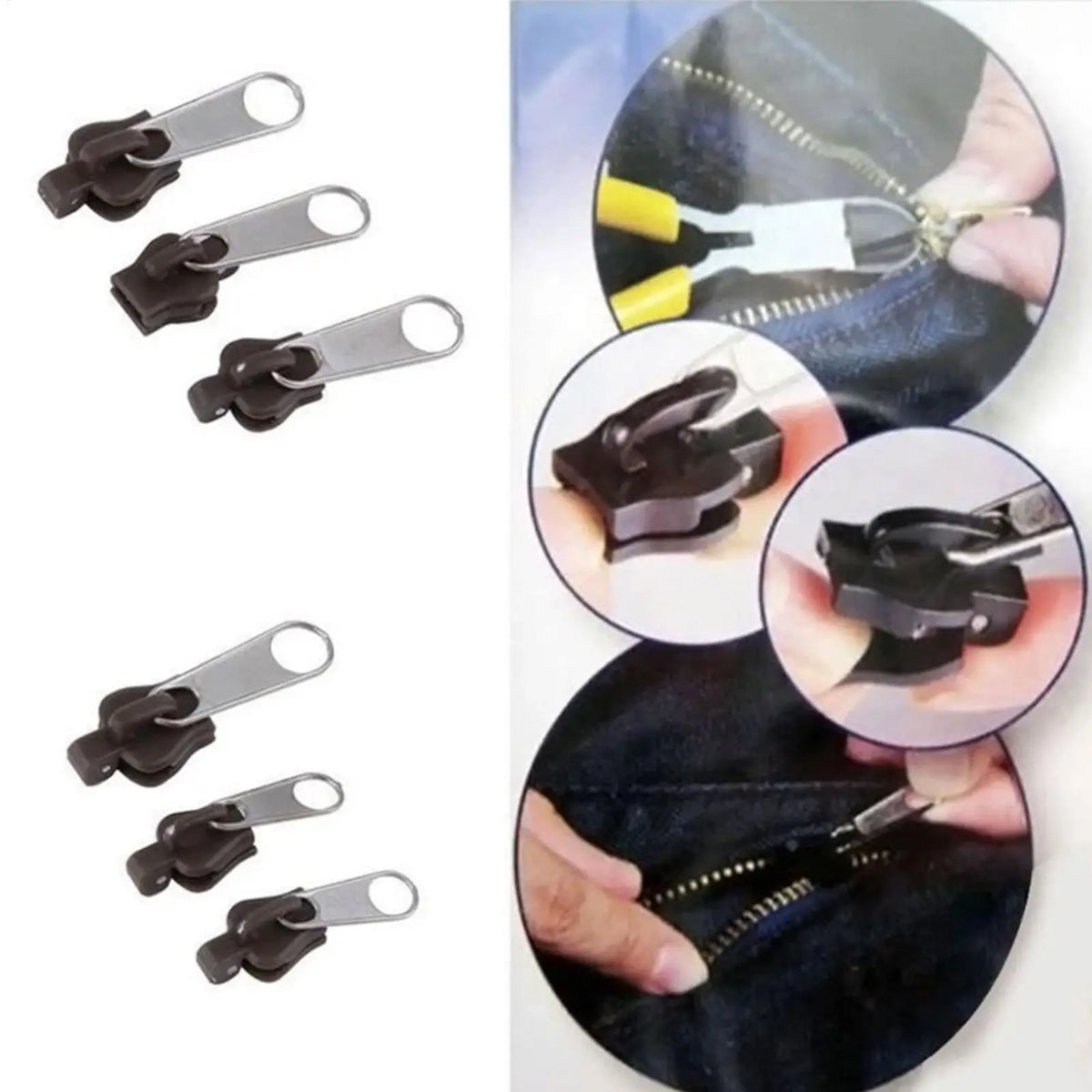 6-Piece Zipper Repair Kit – Replacement Zip Sliders S/M/L
