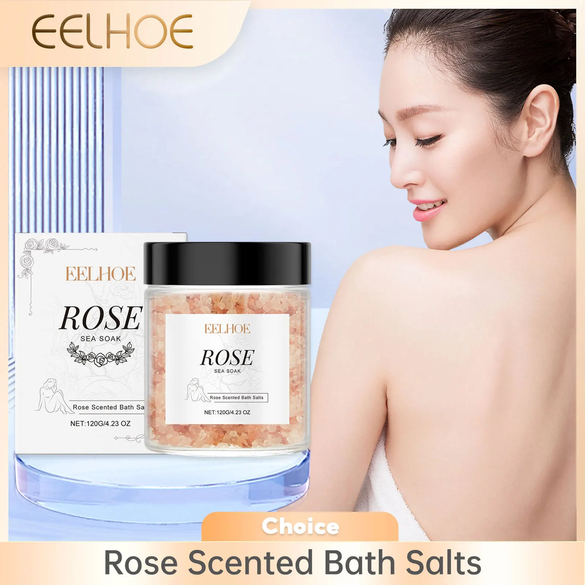 EELHOE Rose Bath Salts – Exfoliating, Pore-Minimizing, Stress Relief
