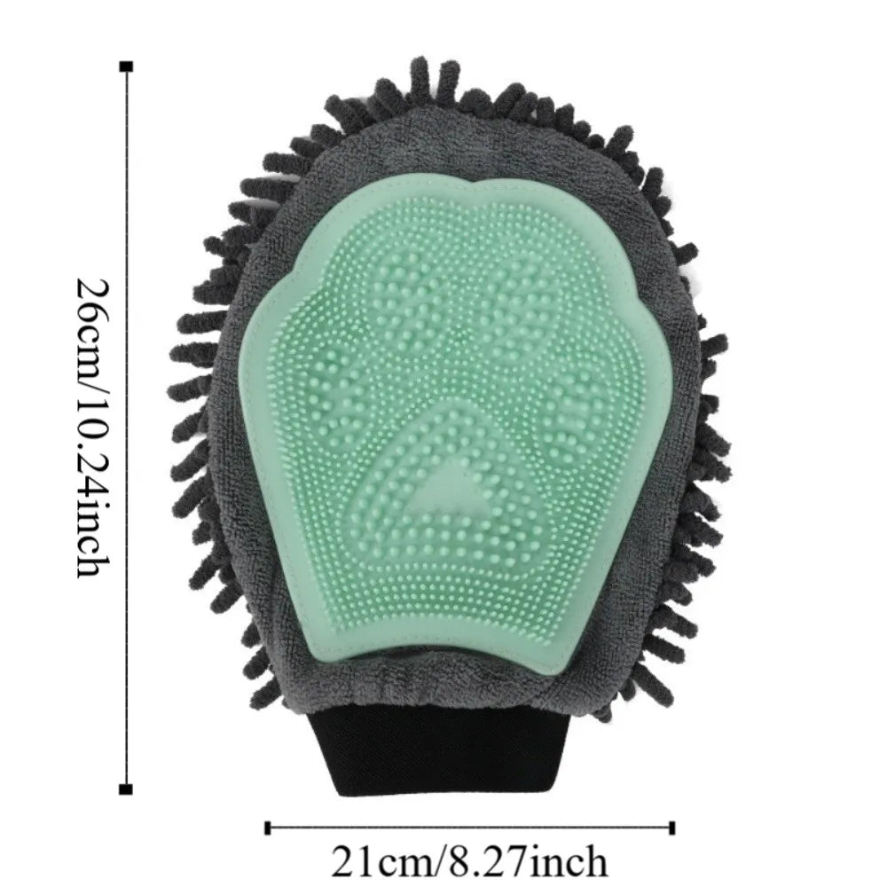 Double-Sided Pet Bath Massage Deshedding Glove for Dogs & Cats