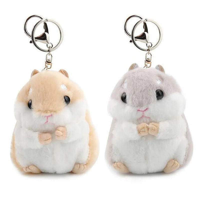 Kawaii Hamster Keychain – Fluffy Faux Fur Pompom Bag Charm