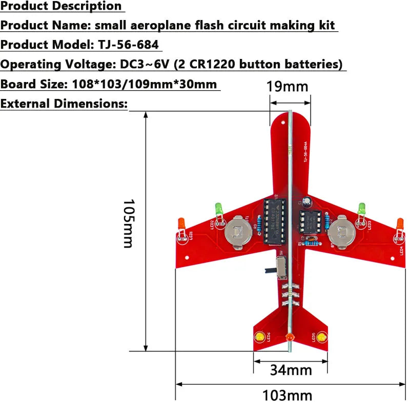 DIY Airplane CD4017 Flashing LED PCB Welding Kit | Electronics