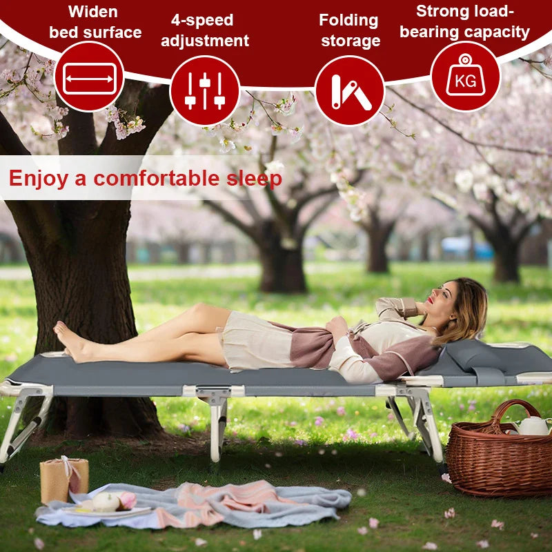 Portable Folding Recliner – Outdoor Sun Lounger with Pillow