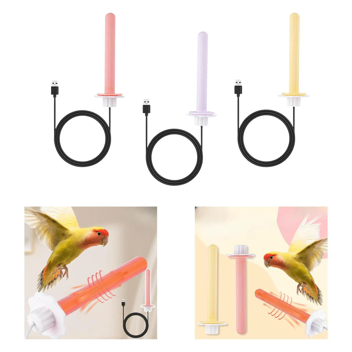 Heated Bird Perch Stand USB Warmer for Parrots & Budgies