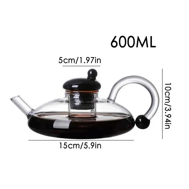 600ml Glass Teapot with Infuser & Warmer | Electric Tea Maker
