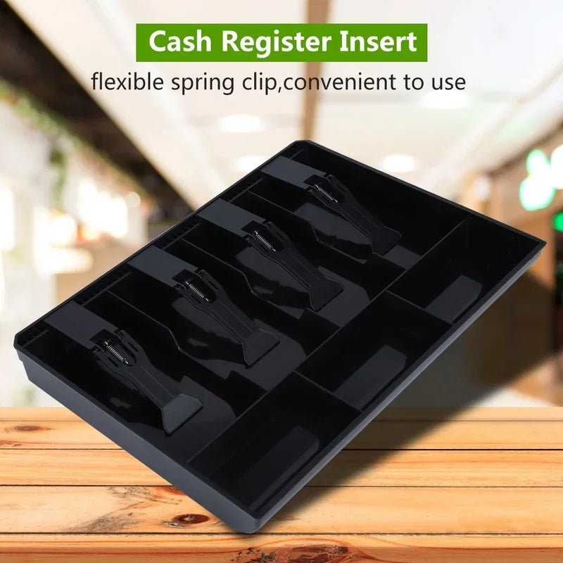 Cash Drawer Insert Tray | 4 Bill 3 Coin Slots & Metal Clip