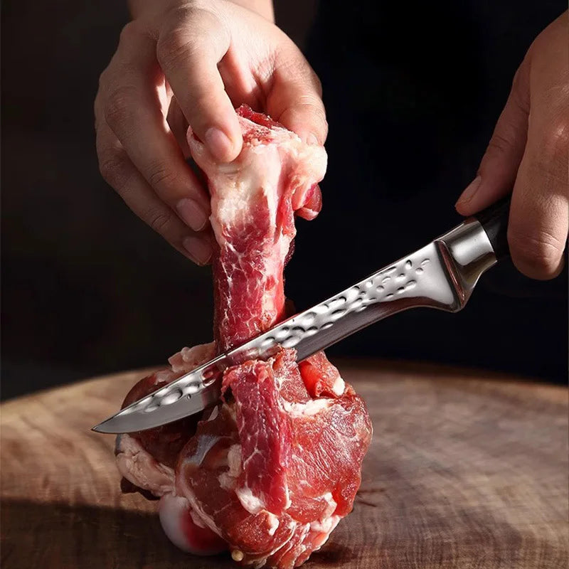 InLeung Stainless Steel Boning Knife – Sharp Wood Handle Chef Knife
