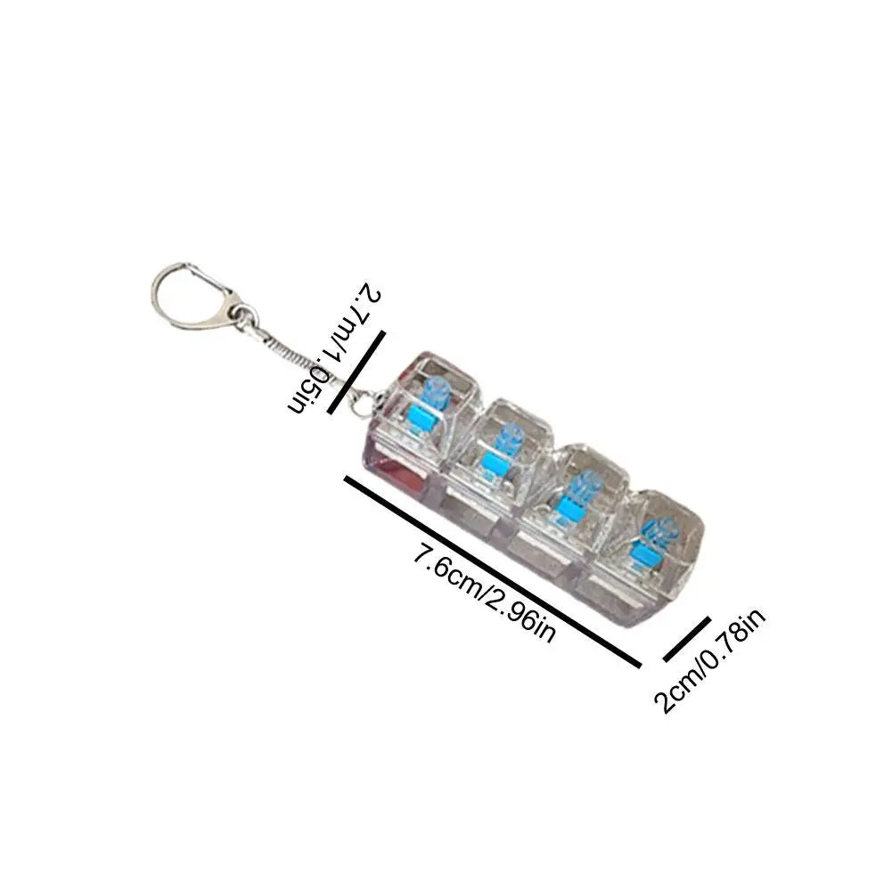 4-Key Mechanical Keyboard Keychain Fidget Clicker with LED