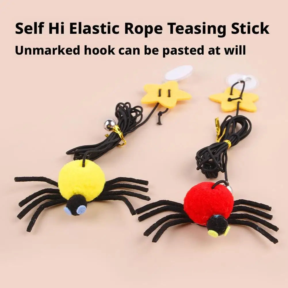 Cat Door Hanging Teaser Toy – Elastic Rope, Feather & Bell