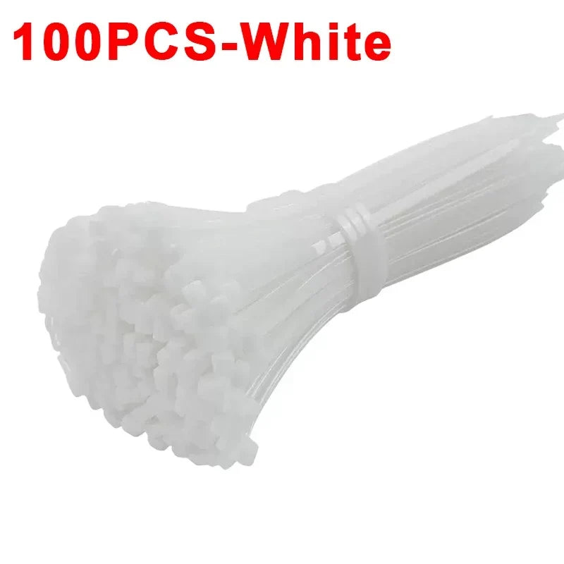 Nylon Cable Ties 100/200Pcs – Self-Locking Reusable Zip Ties