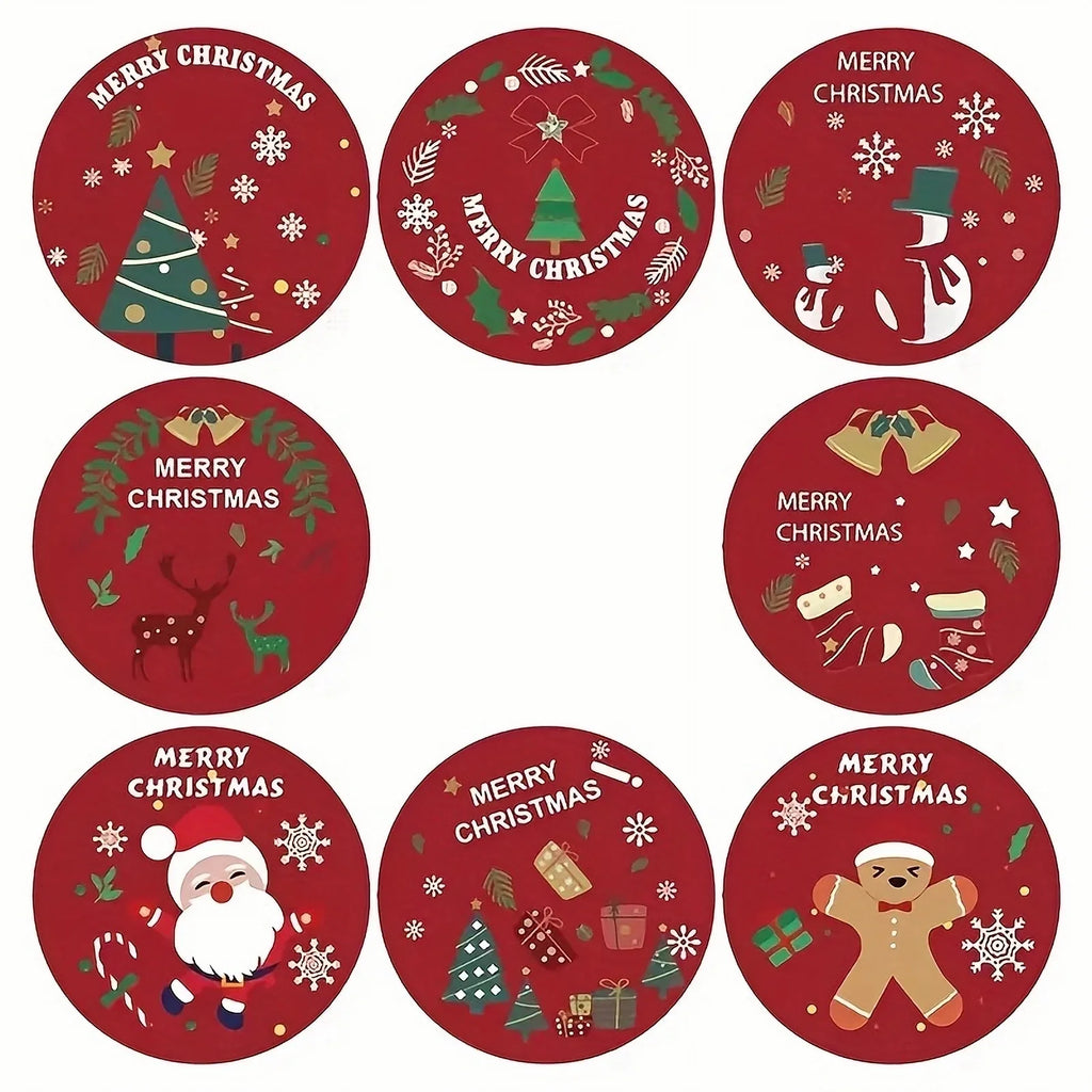 Roll Merry Christmas Stickers Themed Seal Label DIY Bake Wrap