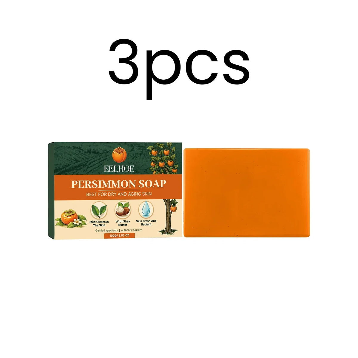 EELHOE Persimmon Soap Bar – Exfoliating, Deodorant & Moisturizing