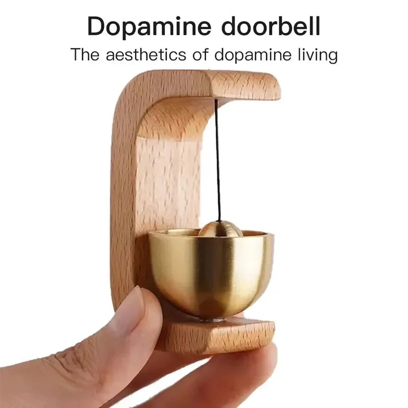 Magnetic Wood & Brass Door Wind Bell Chime – No-Drill Ornament