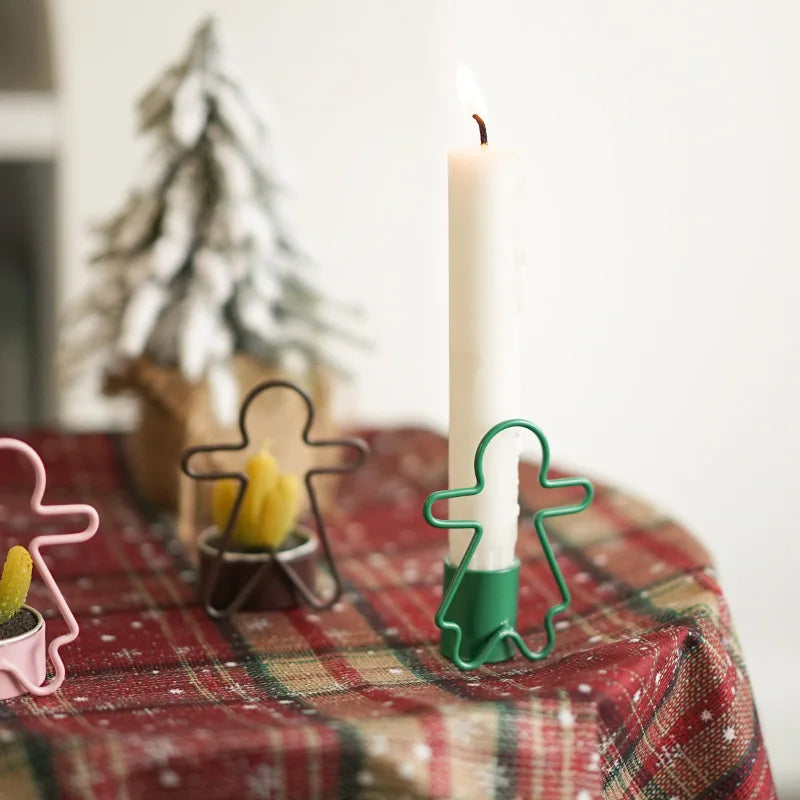 Simple Gingerbread Man Candlestick Decoration Ins Christmas-themed