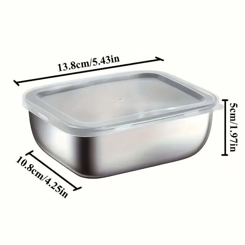 Stainless Steel Food Storage Containers 6 Leak-proof Stackable Lids