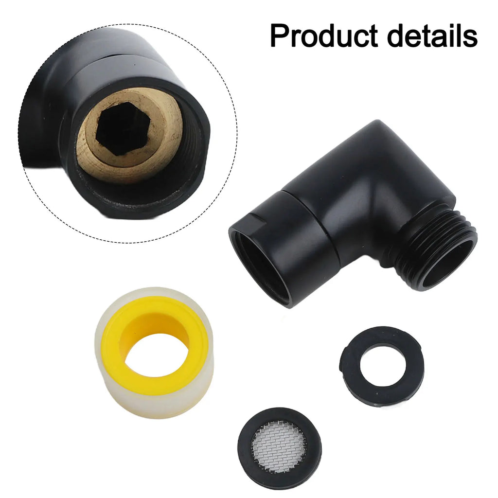 G1/2 Brass 90-Degree Shower Elbow – Black | Female & Male