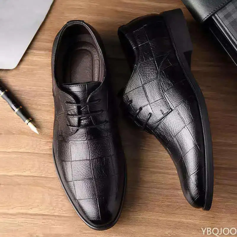 Men's Business Casual Leather Shoes – Soft Sole Lace-Up