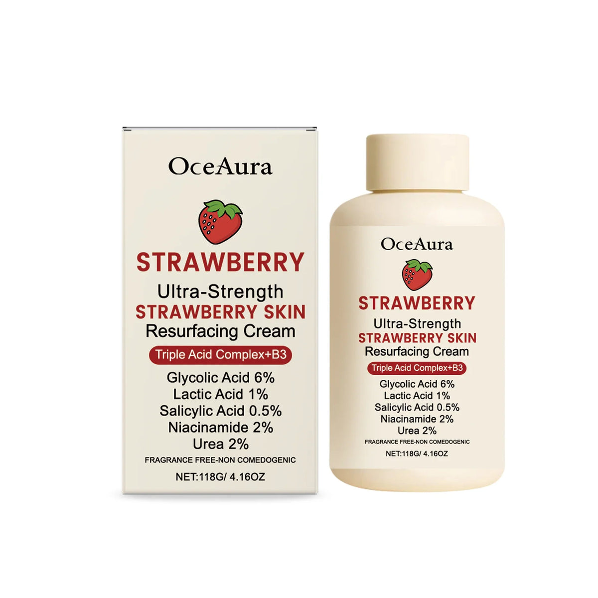 OceAura Strawberry Body Cream – Niacinamide & Salicylic Acid