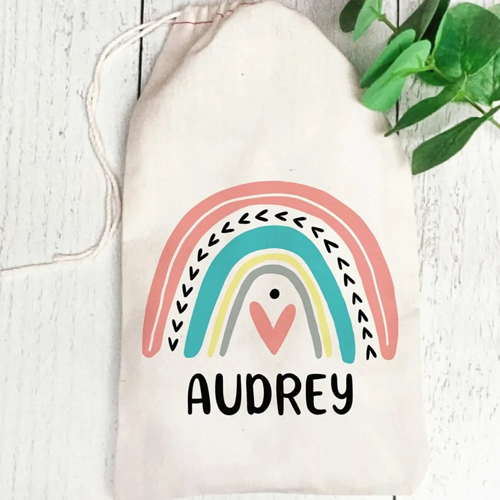 Personalized Boho Rainbow Party Favor Bags | Kids Gift Bags