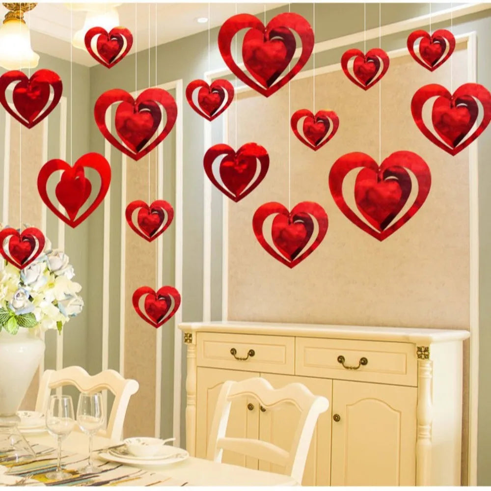 3D Love Flower Spiral Hanging Party Decorations – 16 Pcs