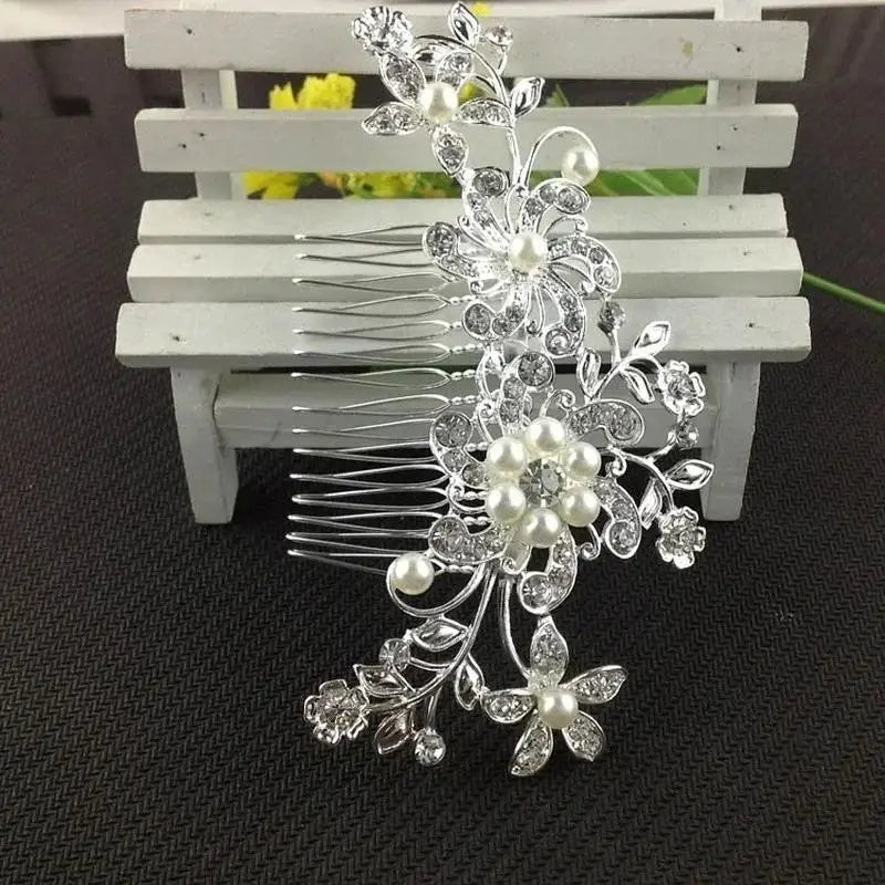 Rhinestone Bridal Hair Comb Alloy Crystalpearl Tiaras Crystal