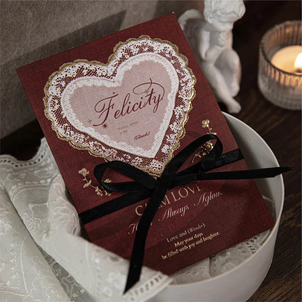 Stamping Relief Greeting Card&envelope Lace Poetry Series High-end