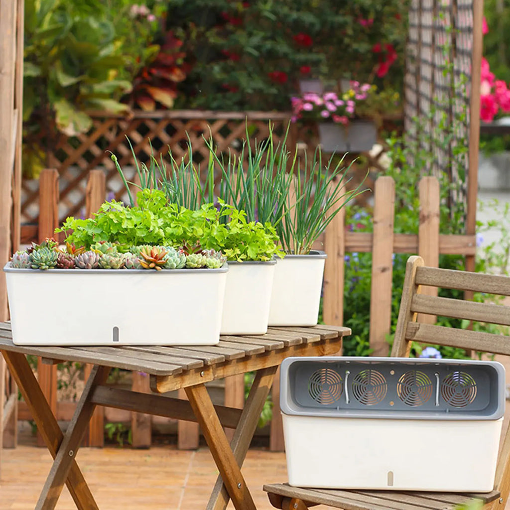 Twin-Layer Self-Watering Long Strip Planter Pot | Indoor Garden