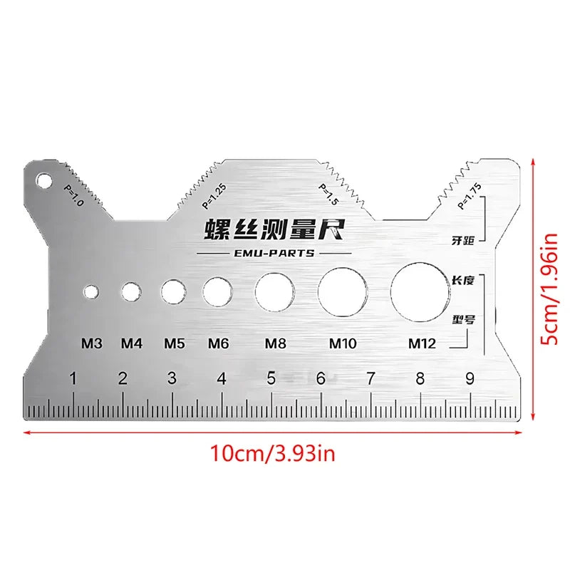 10 Multi-purpose Stainless Steel Bolt Gauge Thread Checker Flat