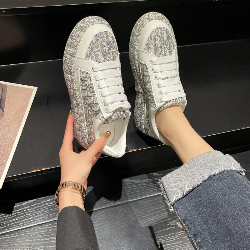 Women's Rhinestone Handmade Diamond Thick Sole Fashion Sneakers
