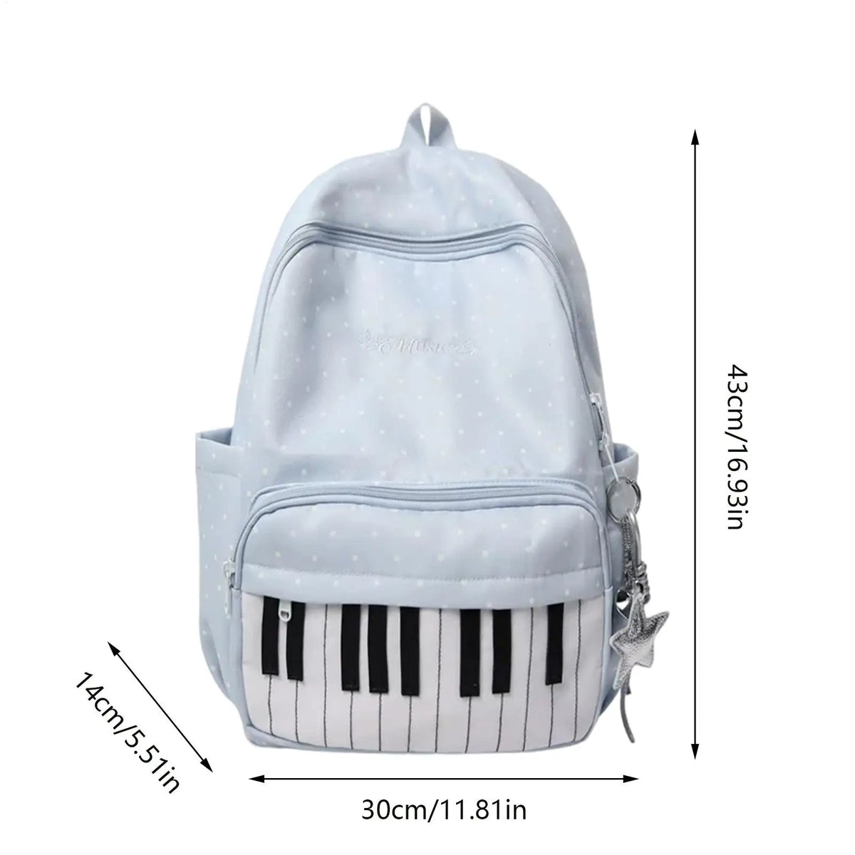 Piano Print Travel Backpack – Lightweight Laptop Bookbag