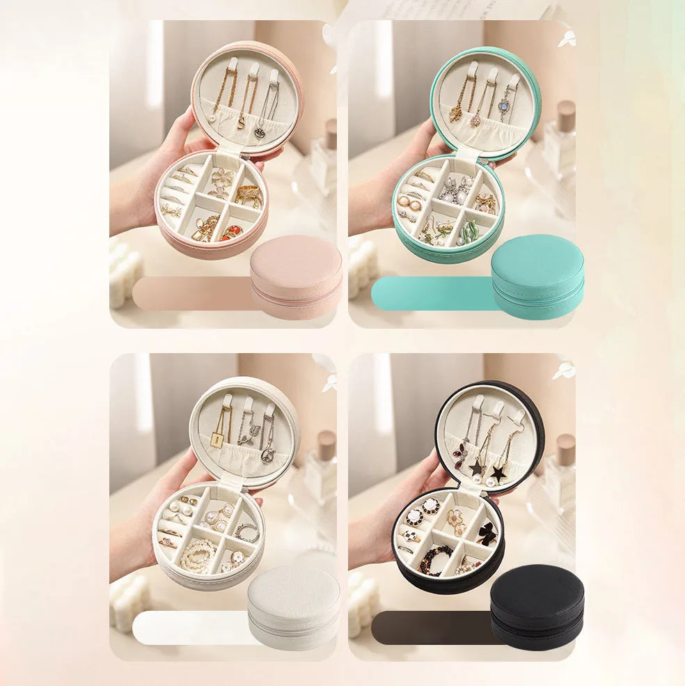 Small Travel Jewellery Organiser Storage Case Mini PU Leather Jewelry