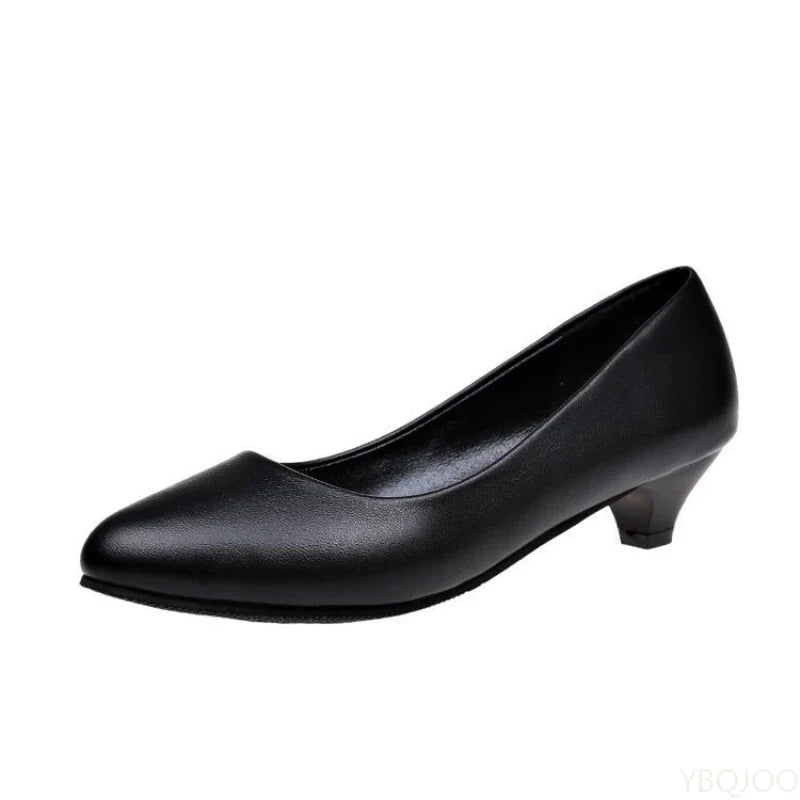 Women's Mary Jane Pumps – Thick Square Heel Slip-On Work Shoes