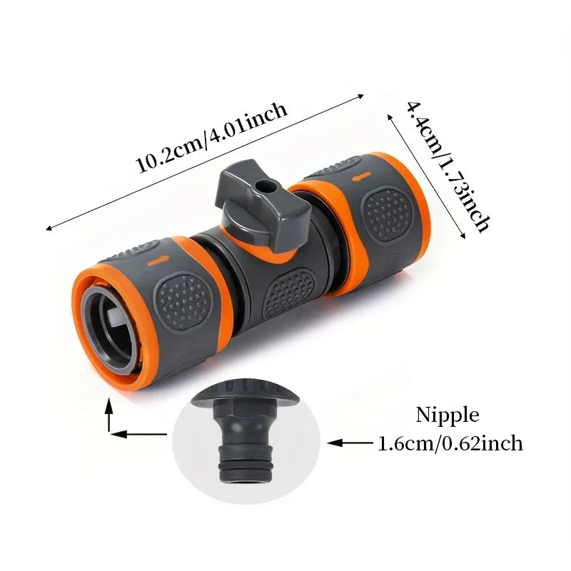 Double-End Quick Connect Garden Hose Adapter & Shutoff Valve