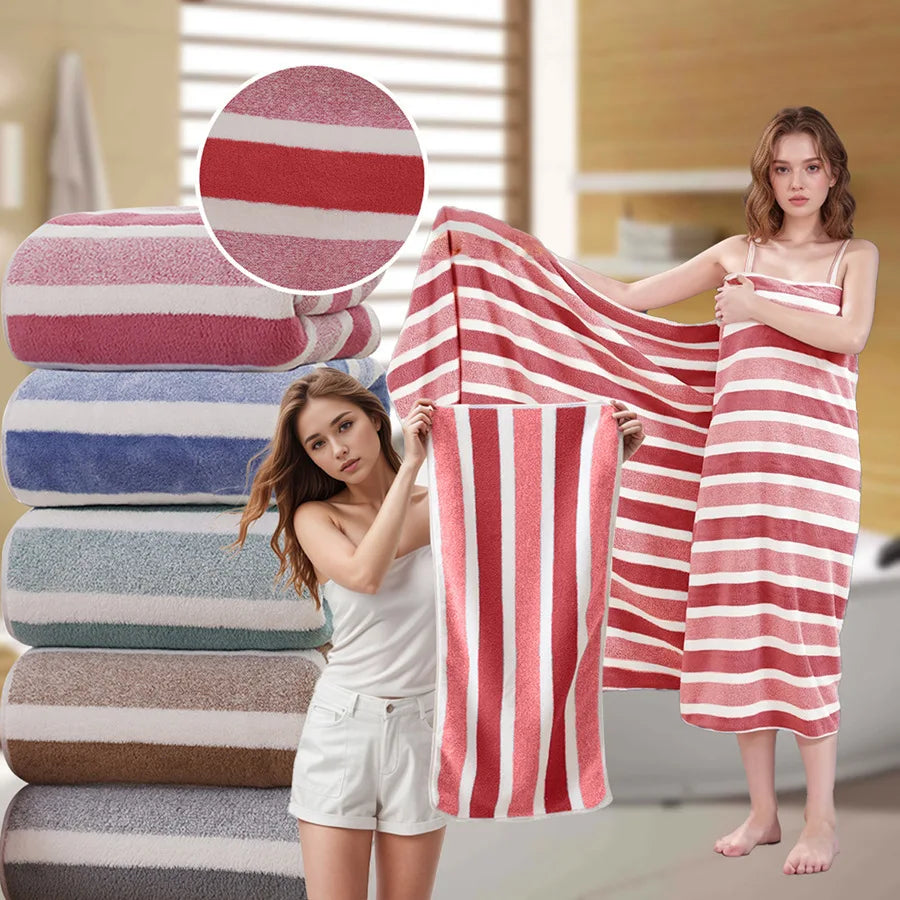 Quick-drying Striped Towel Soft Absorbent Bathroom Experience Bath