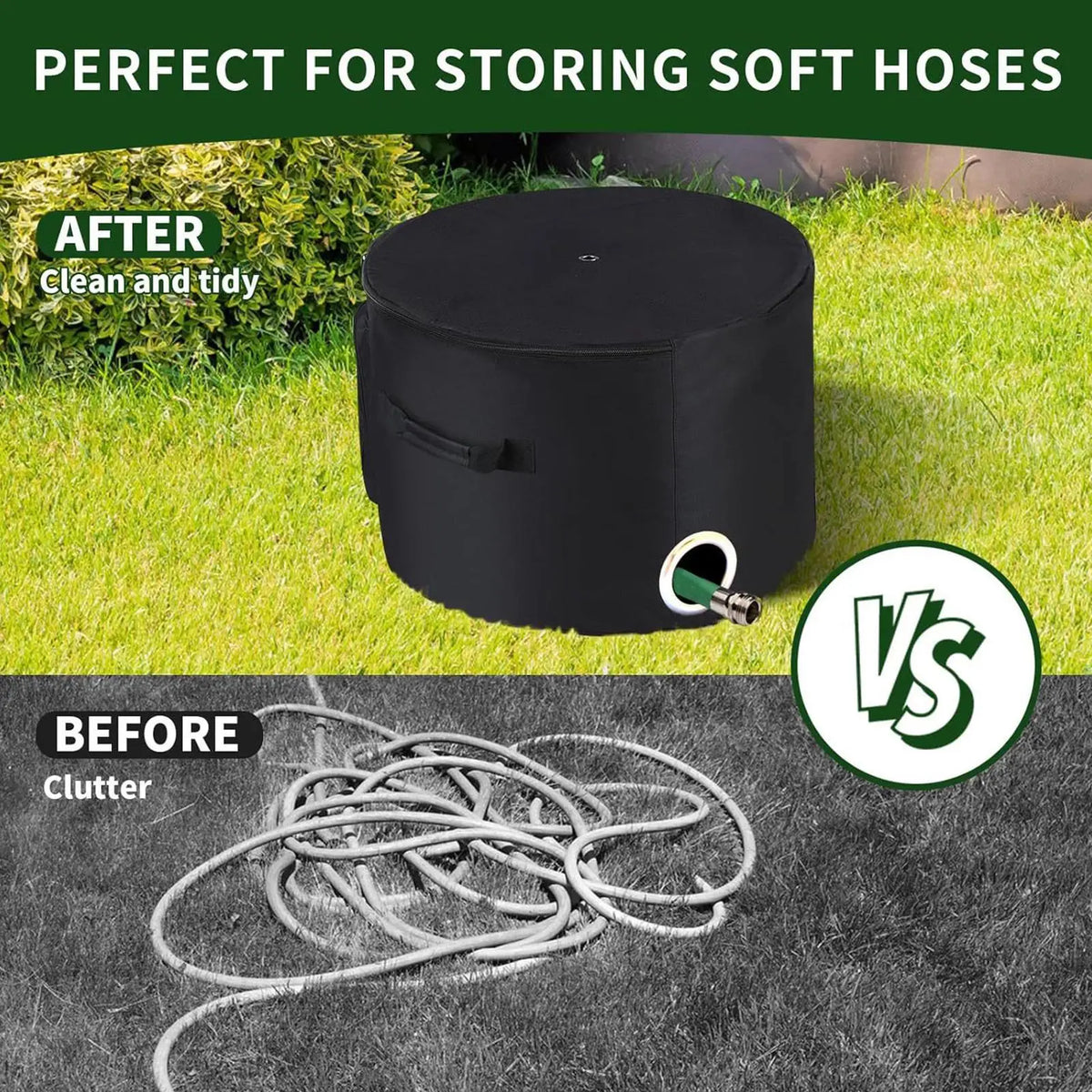 Garden Hose Storage Pot – Weatherproof 150ft Oxford Organizer