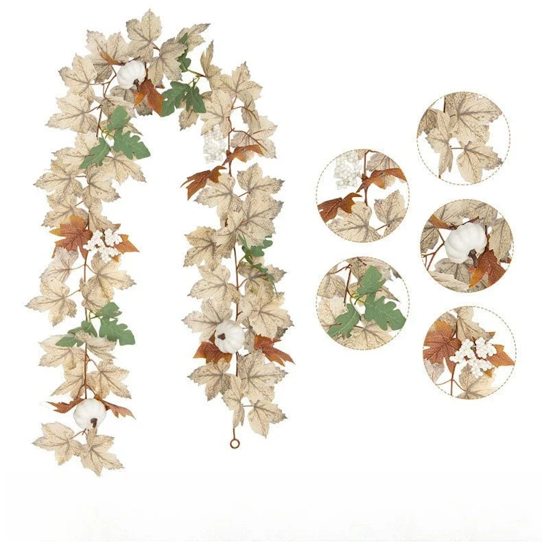 Autumn Maple Leaf & Pumpkin Wreath Set of 2 – Fall Décor