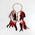 Bohemian Red Feather Headband Hippie Tribal Hair Accessory Festivals