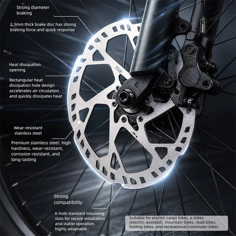 E-Bike Disc Brake Rotor 6-Bolt 2.3mm | 140–220mm Sizes | Axl