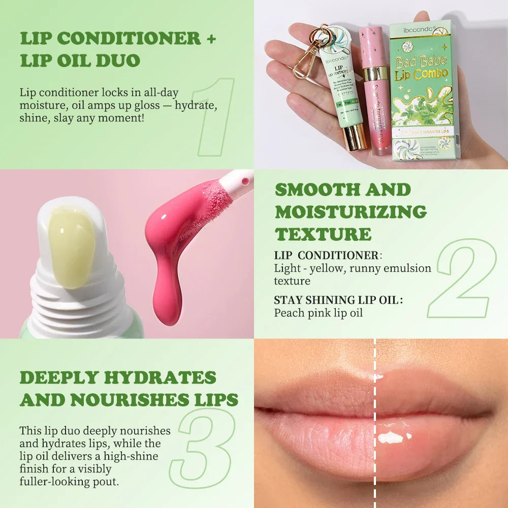 Lip Oil & Lipstick Set | Hydrating Gloss Duo 14ml+7ml