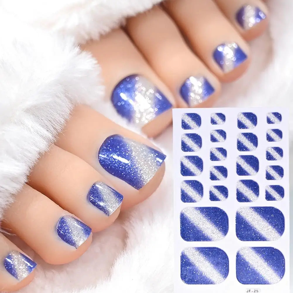 Gradient Glitter Toenail Stickers – Full Nail Wraps & Polish Strips