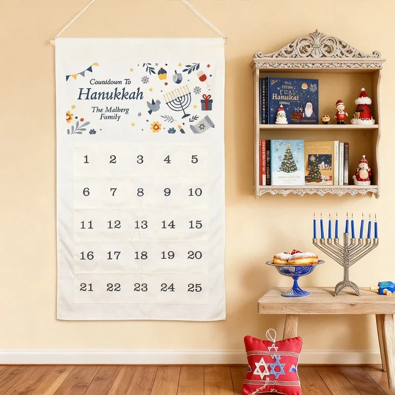 Personalised Hanukkah Countdown Calendar | Festive Wall Decor