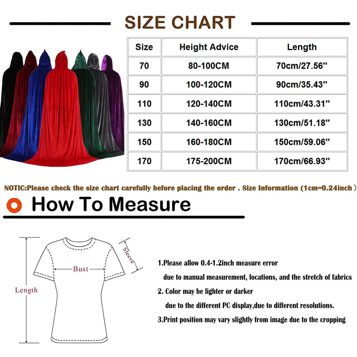 Hooded Cloak Medieval Cape | Halloween Cosplay Robe for All Ages