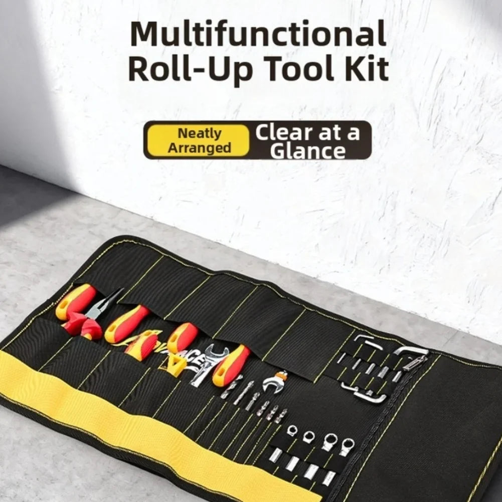 Roll-Up Tool Bag 35-Pocket Canvas Organizer | Electricians