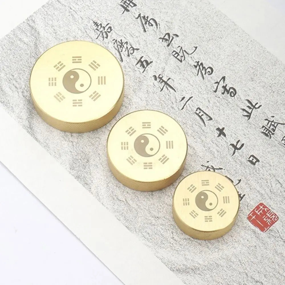 Solid Brass BaGua Paperweight – Chinese Brush Rest Décor