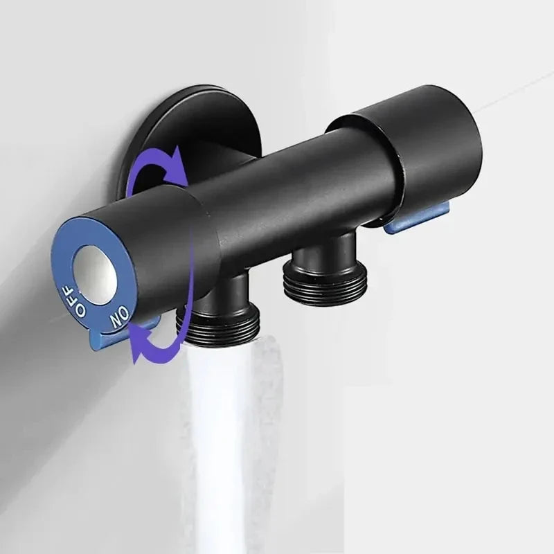 Stainless Steel 1-In 2-Out Angle Valve | Dual Outlet Water Tap